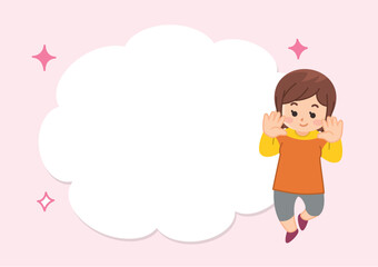 若い女性と吹き出しのイラストセット