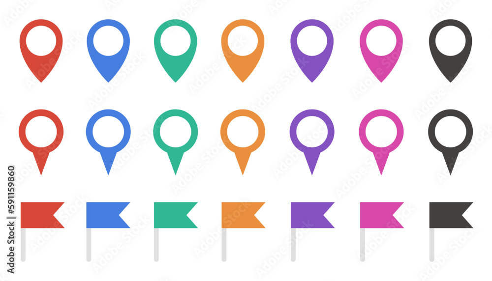 Poster big set of colorful map pins. vector.