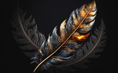 Fantasy feather on a dark background