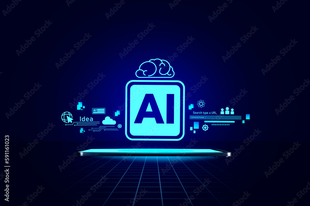 Aufkleber artificial intelligence machine learning business internet technology concept. hologram digital chat