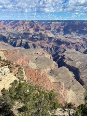 The South Rim of the Grand Canyon National Park, carved by the Colorado River in Arizona, USA. Amazing natural geological formation. The Mather Point.