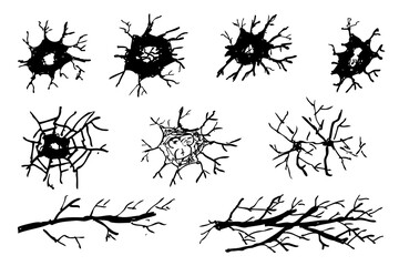 simple hand draw sketch vector black white crack set 9
