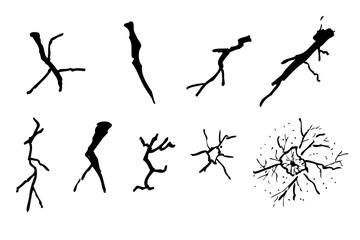 simple hand draw sketch vector white crack set 9
