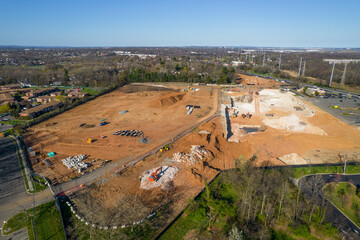 Commercial real estate site from a drone view