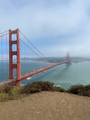 View of the Golden Gate Bridge from the Battery Spencer overlook in Sausalito, California, USA.