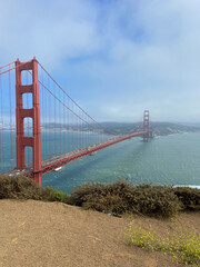 View of the Golden Gate Bridge from the Battery Spencer overlook in Sausalito, California, USA.