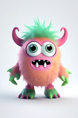 Fototapeta premium Little monster isolated on white background. Ai generated.