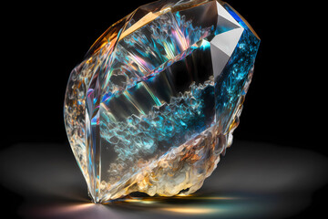 Macrophotography of crystal on black background
