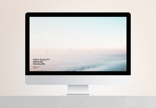 PC Computer Desktop Monitor Screen Device Mockup Template