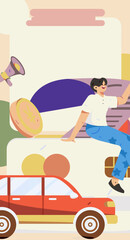 Buy insurance for car flat character vector concept operation hand drawn illustration
