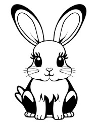 Coloring page of cute bunny on white background