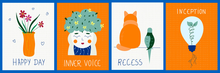Vector illustrations for a card or poster. wishing a happy day, a break, a rest, a start