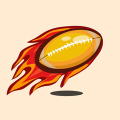 american football ball with flames and background