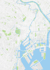 City map Tokyo, color detailed plan, vector illustration