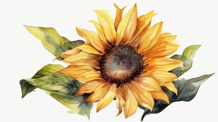 Sunflower Watercolor. Generative AI
