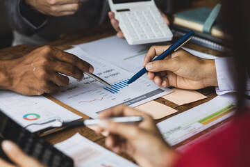 Financial analysis and project budget management planning. Business meeting, Business Consulting Meetings brainstorm to discuss strategy analysis and plan for successful business growth.