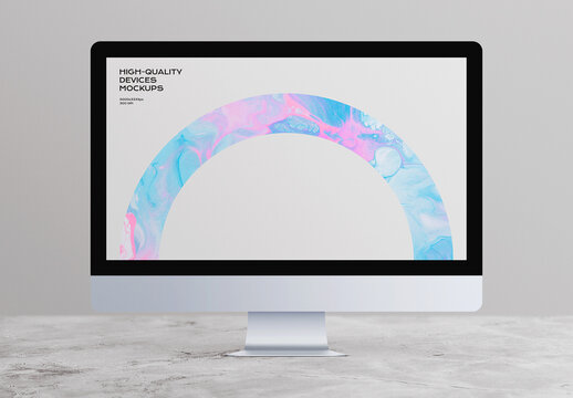 PC Computer Desktop Monitor Screen Device Mockup Template