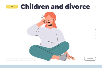 Children and divorce concept for landing page template giving information of family importance