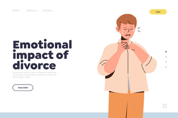 Emotional impact of divorce landing page for support online service offering psychological help