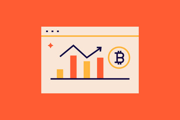 bitcoin illustration in flat style design. Vector illustration.