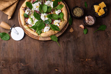Italian pizza with soft cheese mozzarella