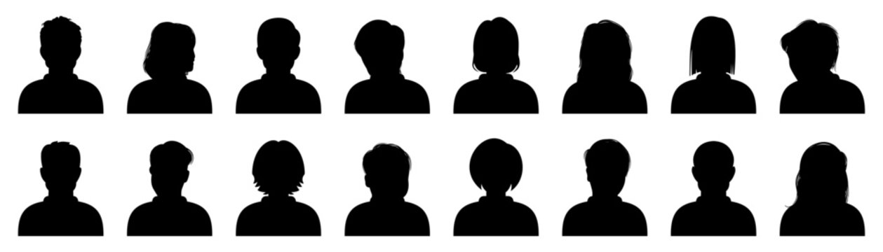 User people silhouette. Black silhouette people avatar. User people icons