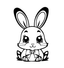 Coloring page of cute bunny on white background