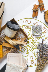 Tarot, astrology, esoteric, occult mystical ritual box gift. Self care, mental health, Palo Santo...