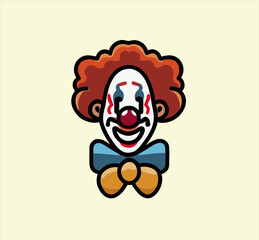 half body circus clown illustration design in smiling style, clown icon vector. colorful symbol illustration