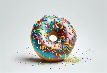 donut colorful white background, Generated AI, Generated, AI. Generative AI