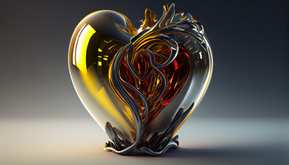 A glass heart with a heart inside