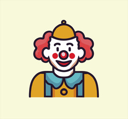 half body circus clown illustration design in smiling style, clown icon vector. colorful symbol illustration
