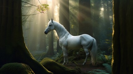 Obraz na płótnie Canvas white horse in the field AI Generated