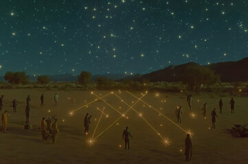 Obraz na płótnie Canvas Illustration of galaxies in the night, human, concept illustration