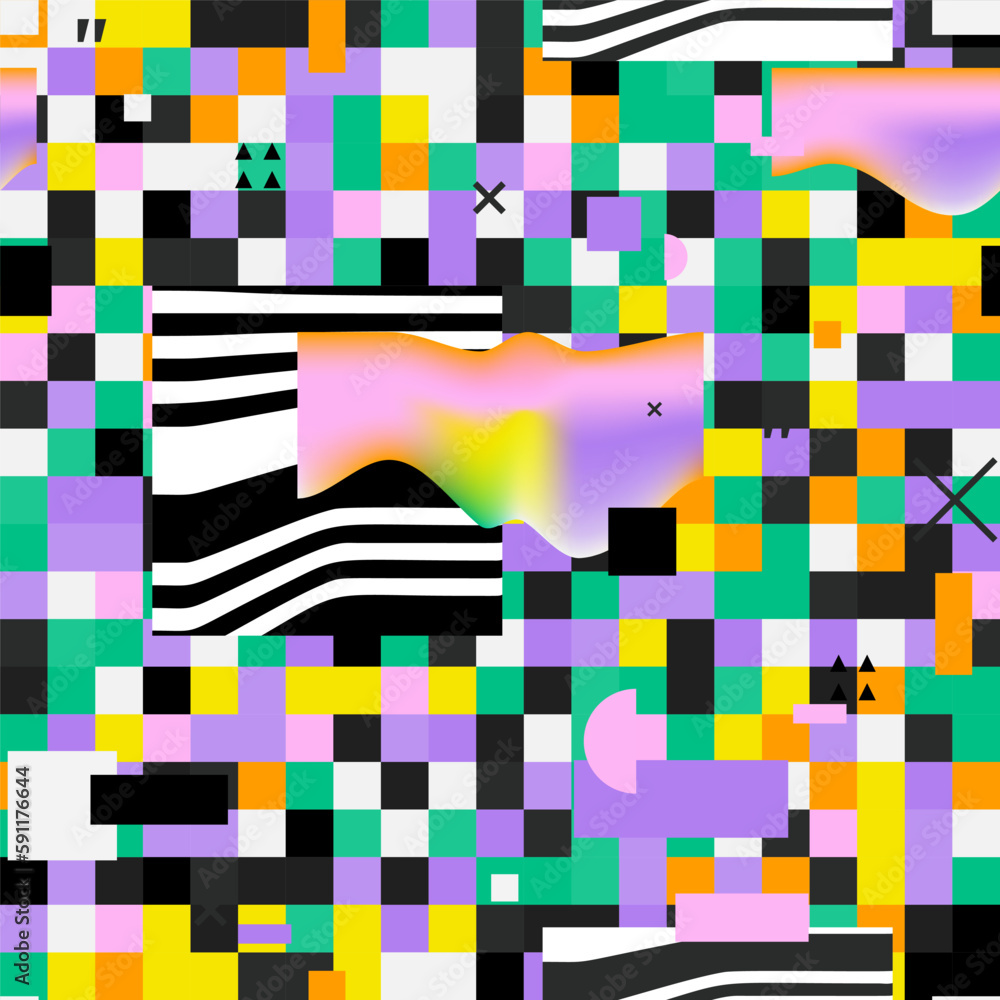 Poster abstract mosaic geometrical pattern design with simple shapes and figures