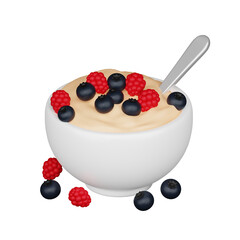 Oatmeal with berries 3d breakfast icon