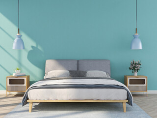 interior modern bedroom, Minimalism. 3d render