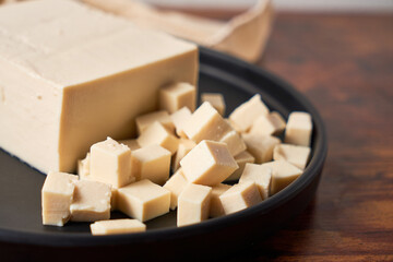 Organic Raw Soy Tofu on a Background