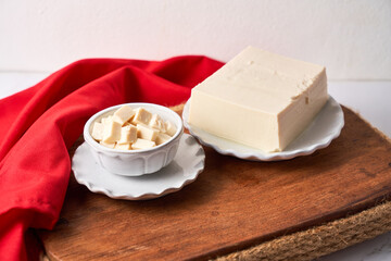 Raw White Organic Extra Firm Tofu Made with Soy Beans