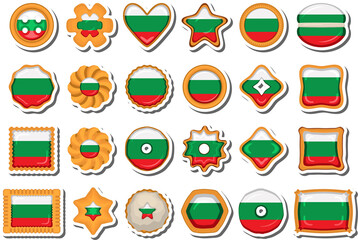Homemade cookie with flag country Bulgaria in tasty biscuit