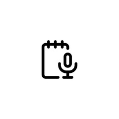 Mic audio notes document outline style icon and illustration - vector