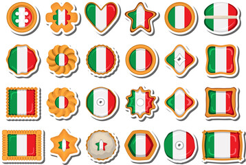 Homemade cookie with flag country Italy in tasty biscuit