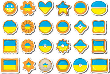 Homemade cookie with flag country Ukraine in tasty biscuit