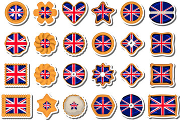 Cookie with flag country Great Britain in tasty biscuit
