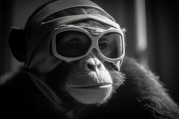 A monkey in a hero's mask. The hero is ready to save the innocent from evil Generative AI