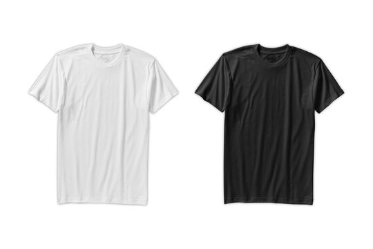 Blank white and black t-shirt mockup template isolated on white background.  3d rendering.