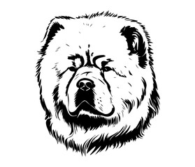 Chow Chow, Silhouettes Dog Face SVG, black and white Chow Chow vector