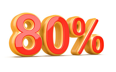 Discount 80 Percent Red Number 3d