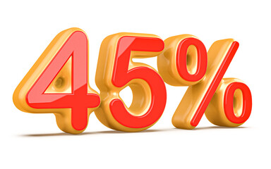 Discount 45 Percent Red Number 3d