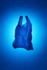 blue plastic bag on blue background